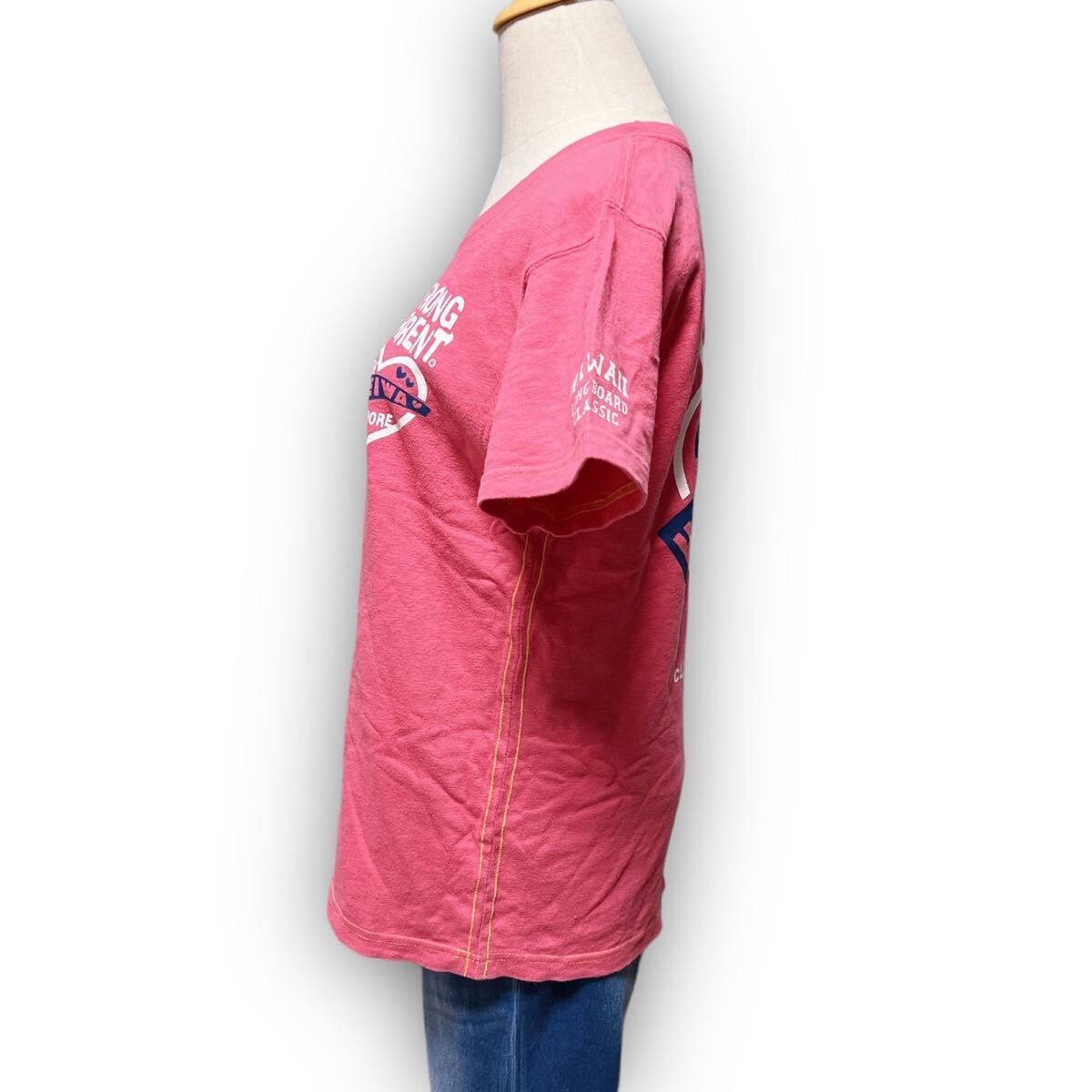 Y460★大人可愛い★STRONG CURRENT ストロングカレント ハワイ 半袖Tシャツ コットン カジュアル Lサイズ ピンク レディース 万能_画像2