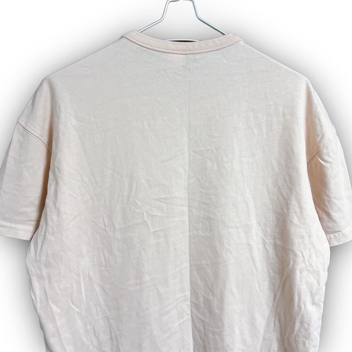Y514★カジュアル★H&M ワンポイントロゴ刺繍 半袖Tシャツ ゆったり ビックシルエット Sサイズ ピンク ユニセックス 万能_画像5