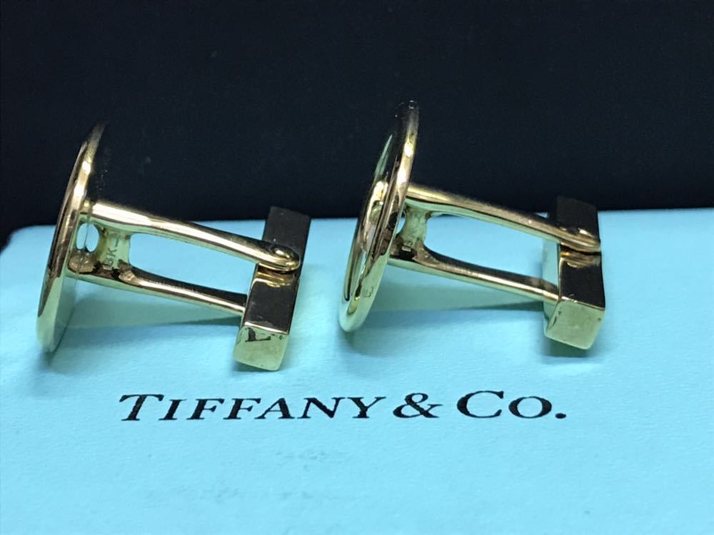 750 金無垢 Tiffany K18 ティファニー カフス カフリンクス ボタン　750 金無垢_画像6