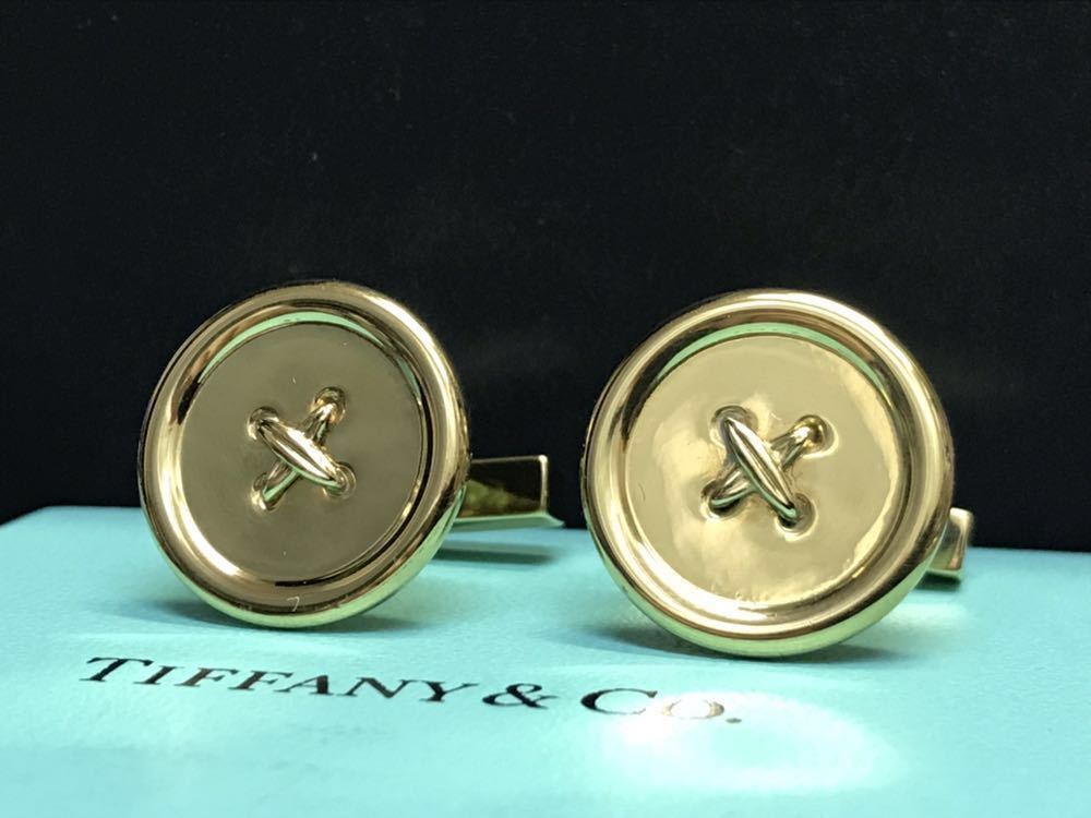 750 pure gold Tiffany K18 Tiffany cuffs cuff links button 750 pure gold 