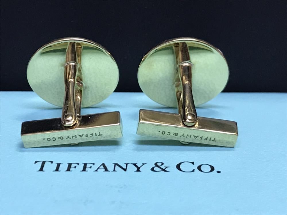 750 金無垢 Tiffany K18 ティファニー カフス カフリンクス ボタン　750 金無垢_画像7