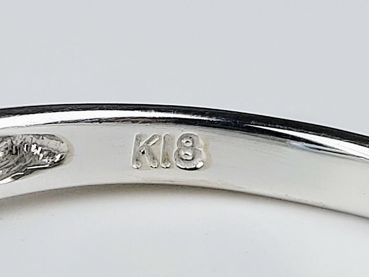 K18WG　ブルートパーズ　ダイヤモンド　リング　約11.5号