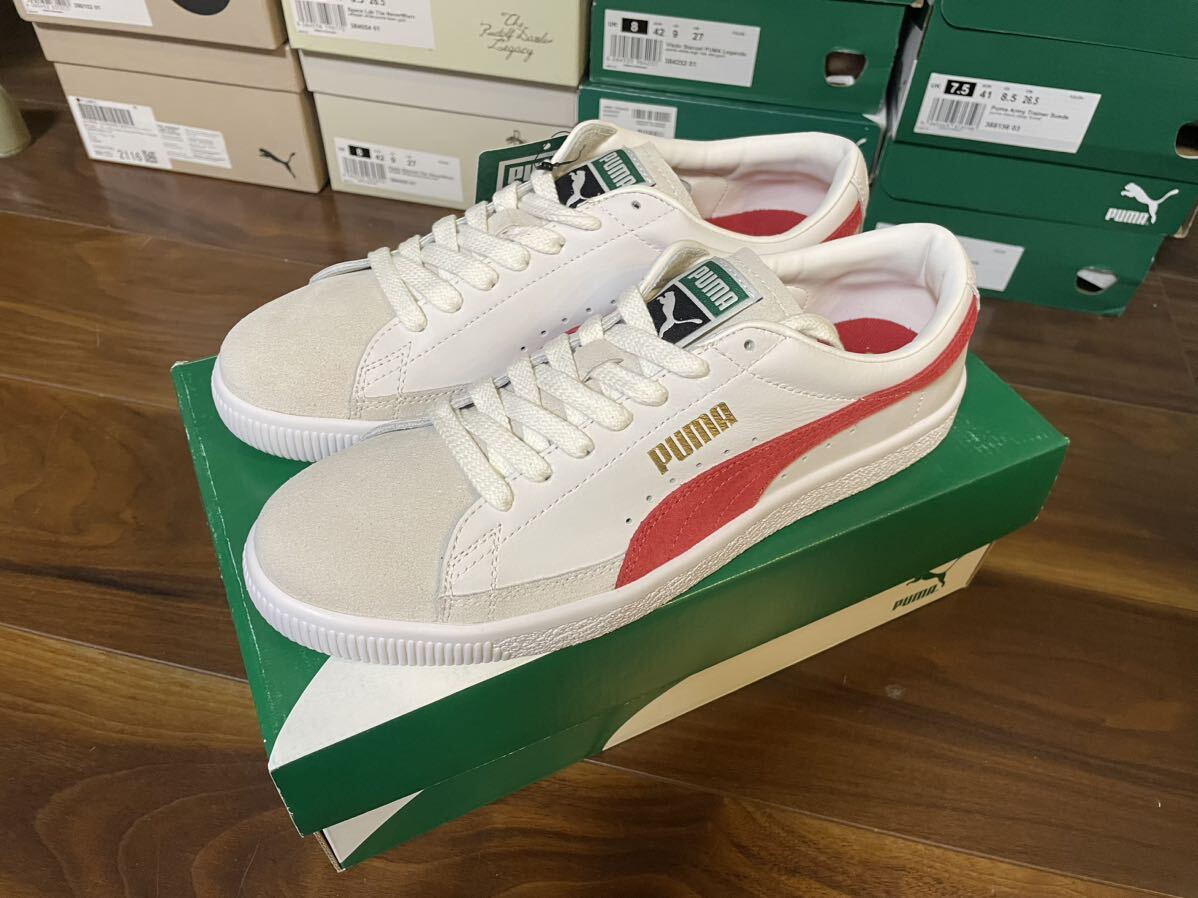 プーマ　PUMA バスケットVTG 白×赤　新品未使用　27.5 スウェード　クライド　basket パレルモ　NBA