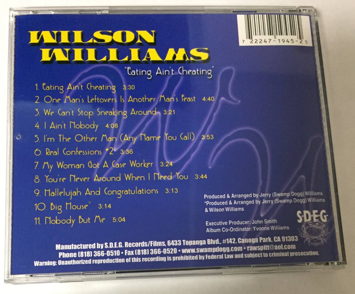 ◎ 中古CD　Wilson Williams　「Eating Ain’t Cheating」　ウィルソン・ウィリアムズ　送料230円追跡有_画像2