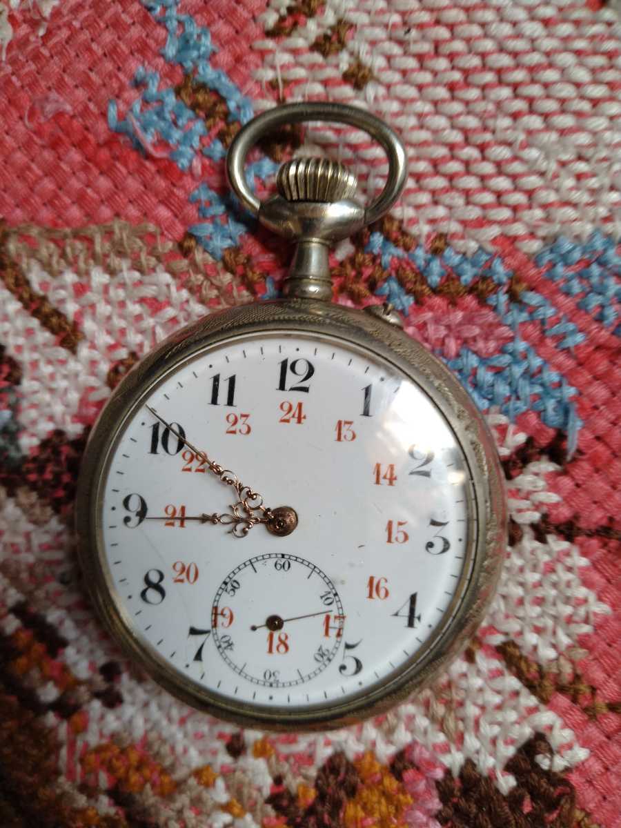 完動品 無名 ダボ押し１２０年程前の品 手巻き 商館時計 刻印無し 発送5１0円