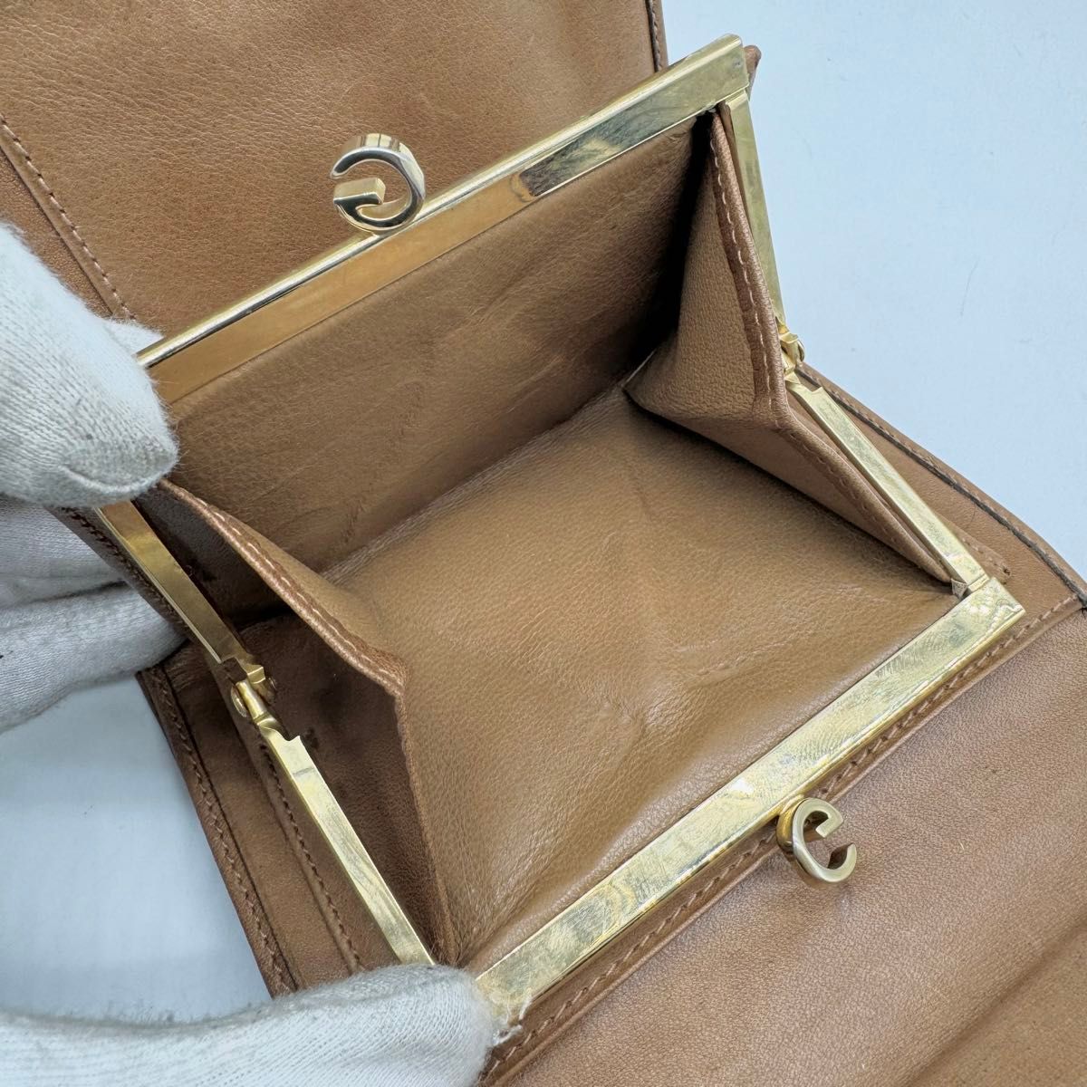 【希少・美品】GUCCI オールドグッチ 折り財布 がま口 ブラック GG シェリーライン 【希少・美品】GUCCI オールドグッチ 折り財布 がま口 ブラック GG シェリーライン