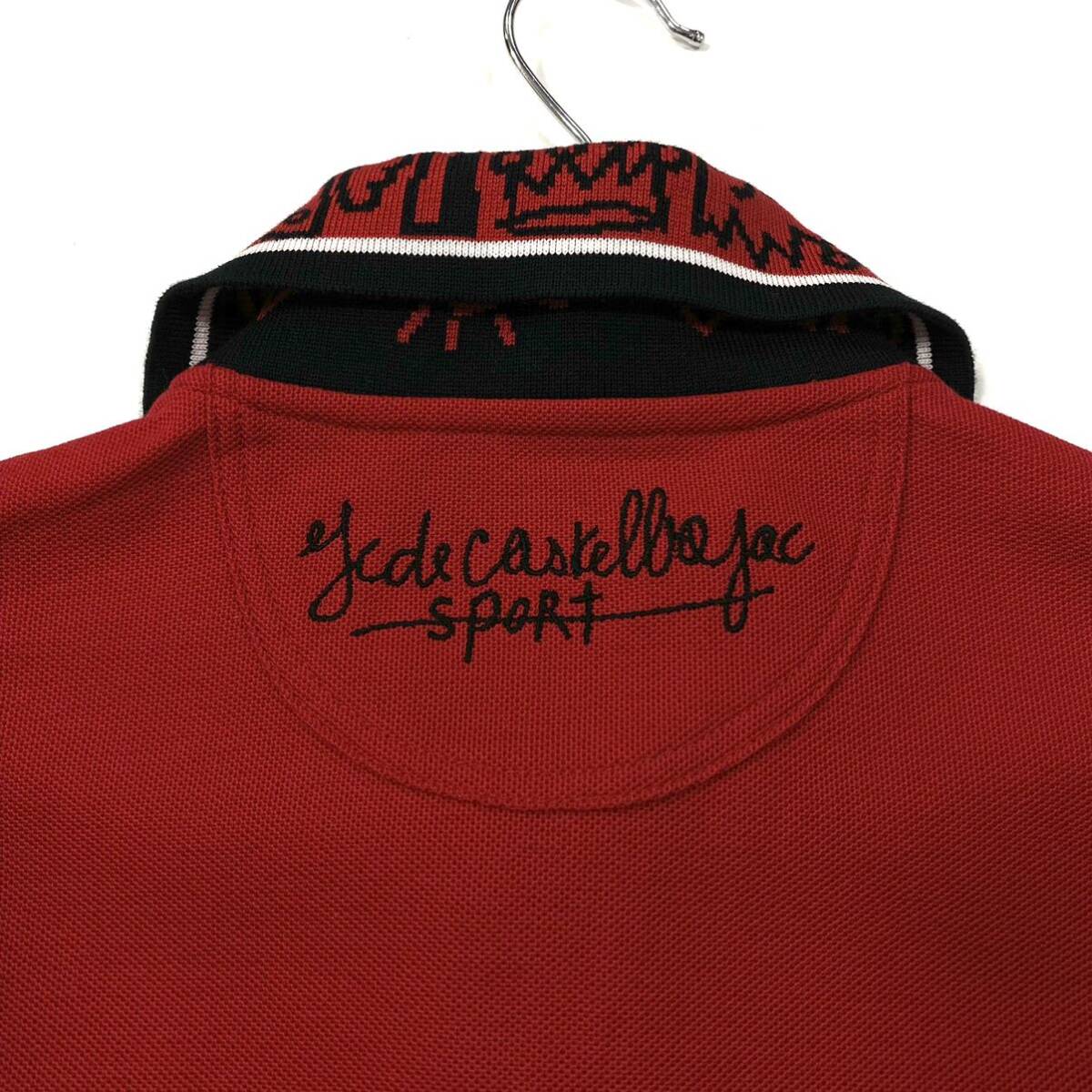 良品CASTELBAJAC(カステルバジャック)半袖ポロシャツ 刺繍ロゴ 鹿の子 メンズ3 レッド系_画像5