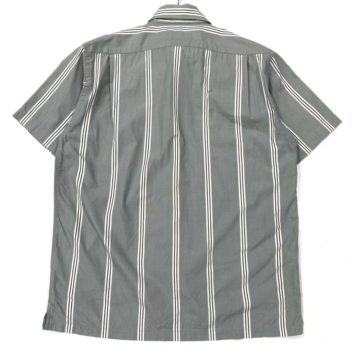 LACOSTE(ラコステ)半袖シャツ ワニロゴ ボーダー柄 メンズ3 くすみグリーン系/ホワイト/ブラックの画像3