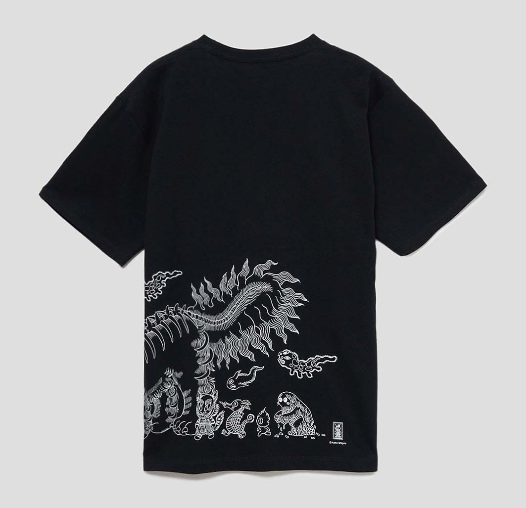 Ｌサイズ【新品】グラニフ　珍奇猫行進　石黒亜矢子　コラボ　Tシャツ　半袖　ブラック　graniph　カットソー　妖怪　寅　パーカー_画像2