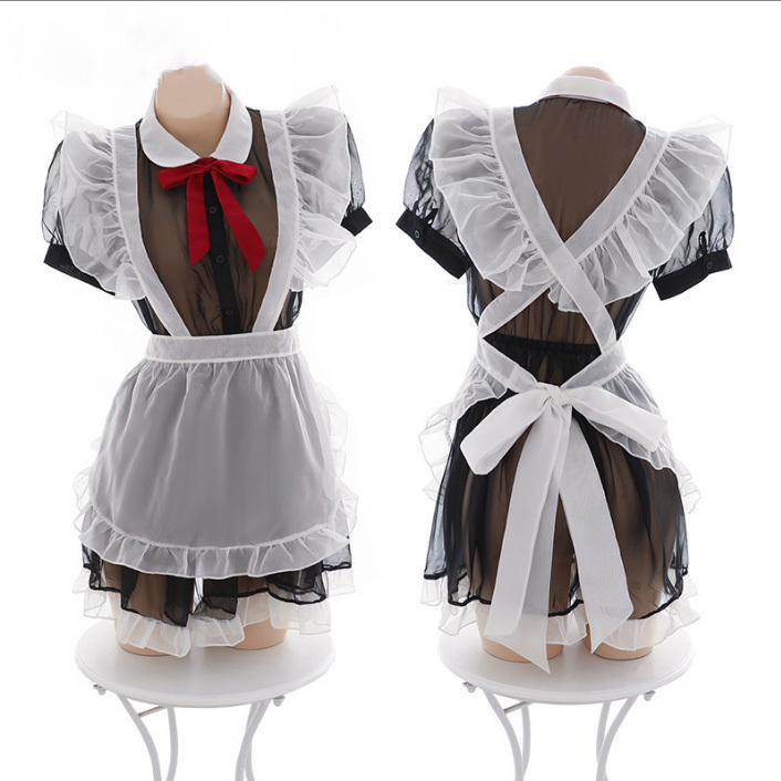 nH008 super sexy .. made clothes uniform see-through [ made clothes tops * apron * shorts 3 point set ] costume play clothes baby doll 