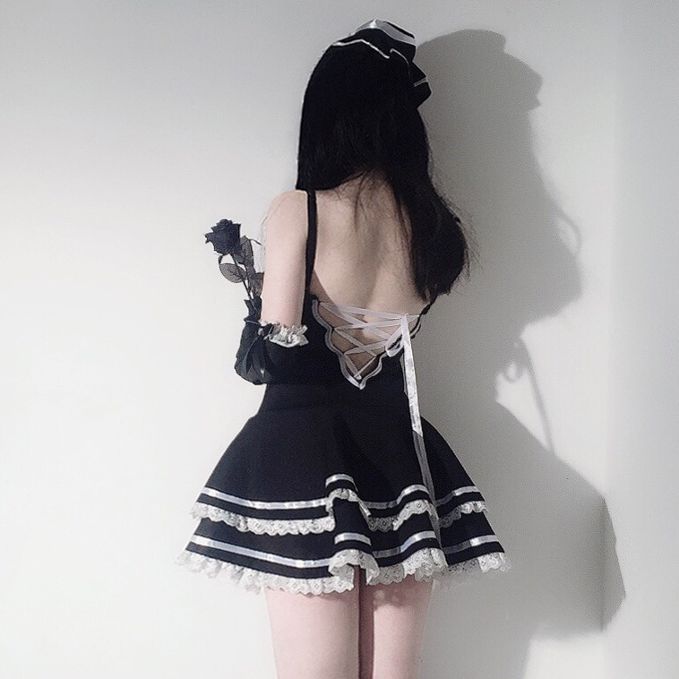 nB011 超セクシー 美乳 誘惑 悩殺 メイド服 制服 超ミニ 【メイド服4点セット】ワンピース コスプレ衣装 ベビードール 可愛い ミニスカート_画像8