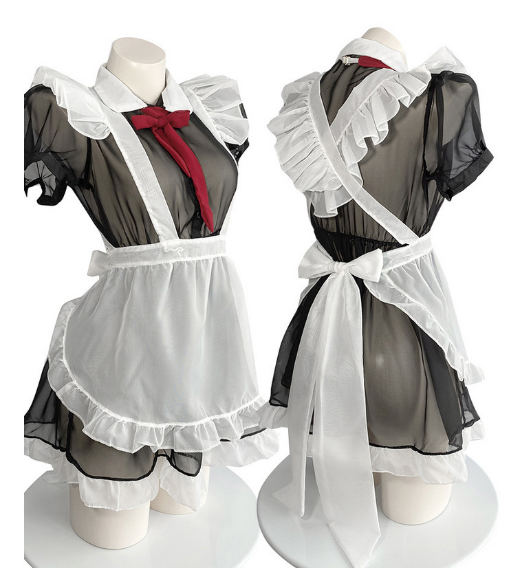 nH008 super sexy .. made clothes uniform see-through [ made clothes tops * apron * shorts 3 point set ] costume play clothes baby doll 