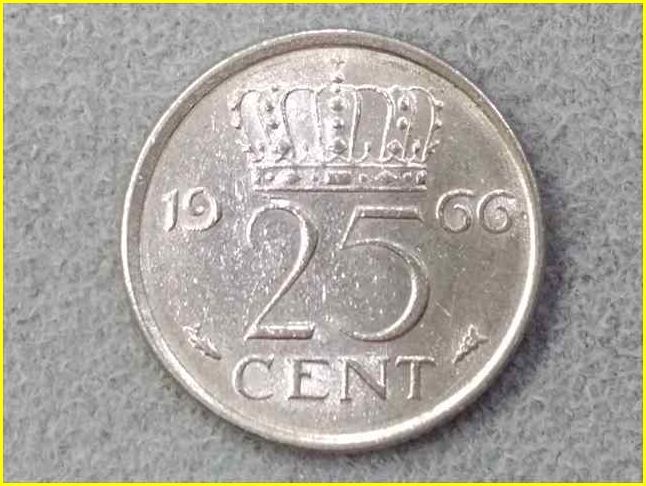 【オランダ 25セント 硬貨/1966年】 25 CENT/旧硬貨/コイン/25Ct/古銭/NEDERLANDEN_画像1