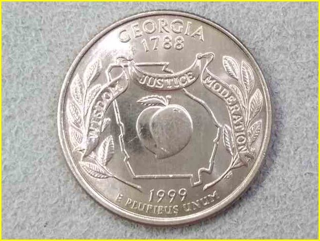 【アメリカ 50州25セント硬貨《ジョージア州》/1999年】クォーターダラーコイン/桃/50州25セント硬貨プログラム/The 50 State Quarters Pro_画像1