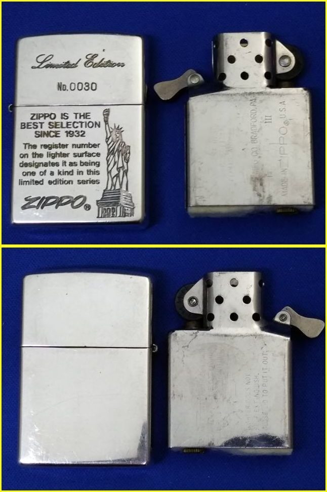 【USED/売切り】 ZIPPO/ジッポー 2001年 銀色/ 自由の女神 Limited Edition シリアルNo.0030/オイルライター/リミテッドエディション_画像8