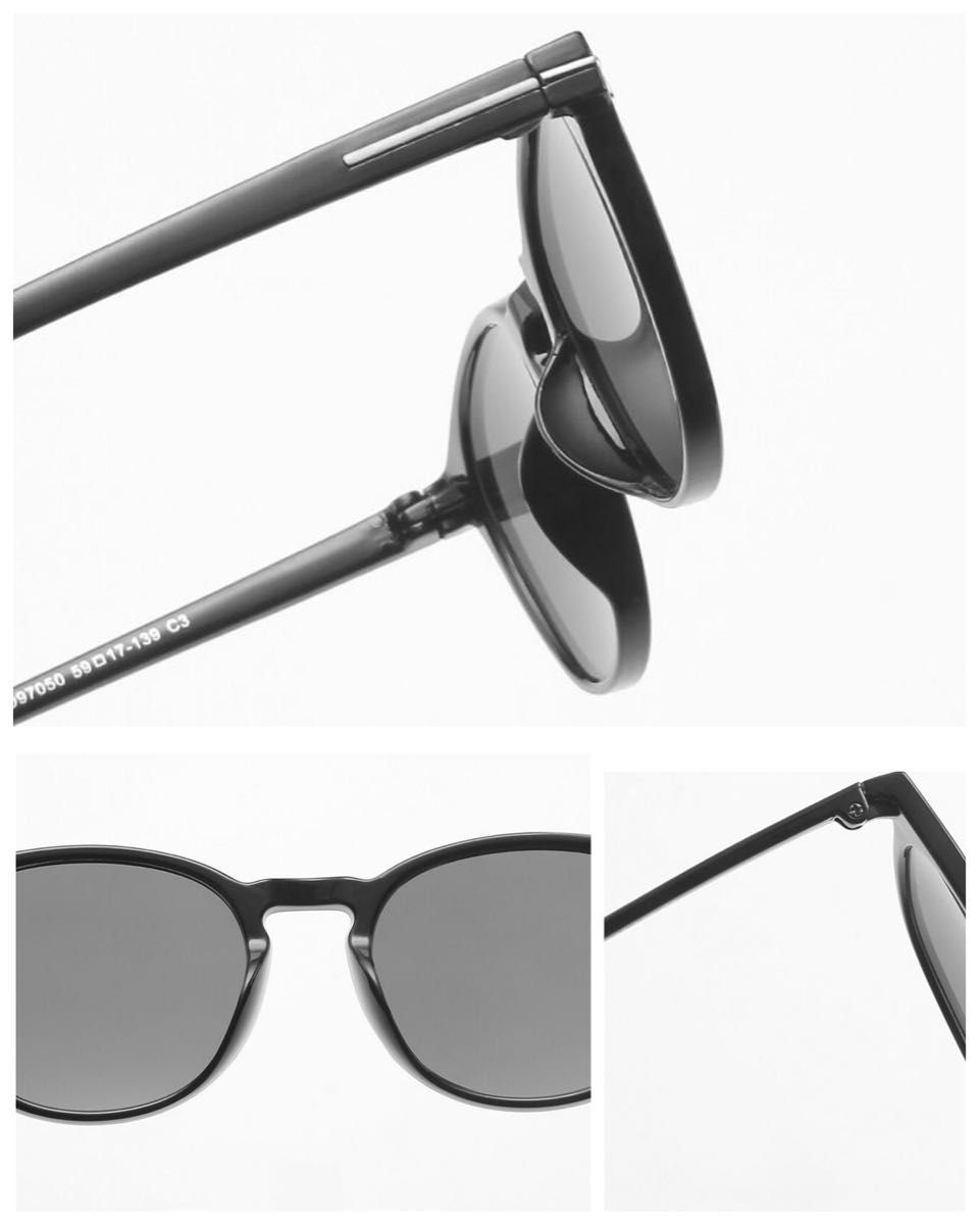 サングラス ボストン  メガネ 伊達メガネ UV400　紫外線カット　日焼け対策　ブラック　男女兼用 メンズ レディース　