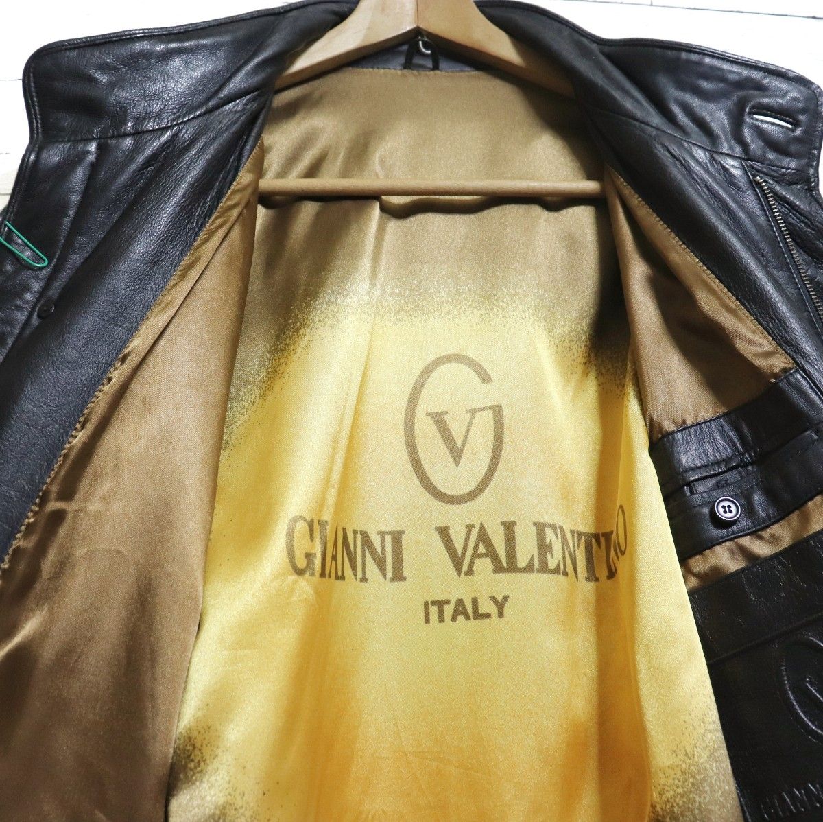 GIANNI VALENTINO ジャンニバレンチノ 羊革 裏地ロゴ レザージャケット レザーコート Lサイズ