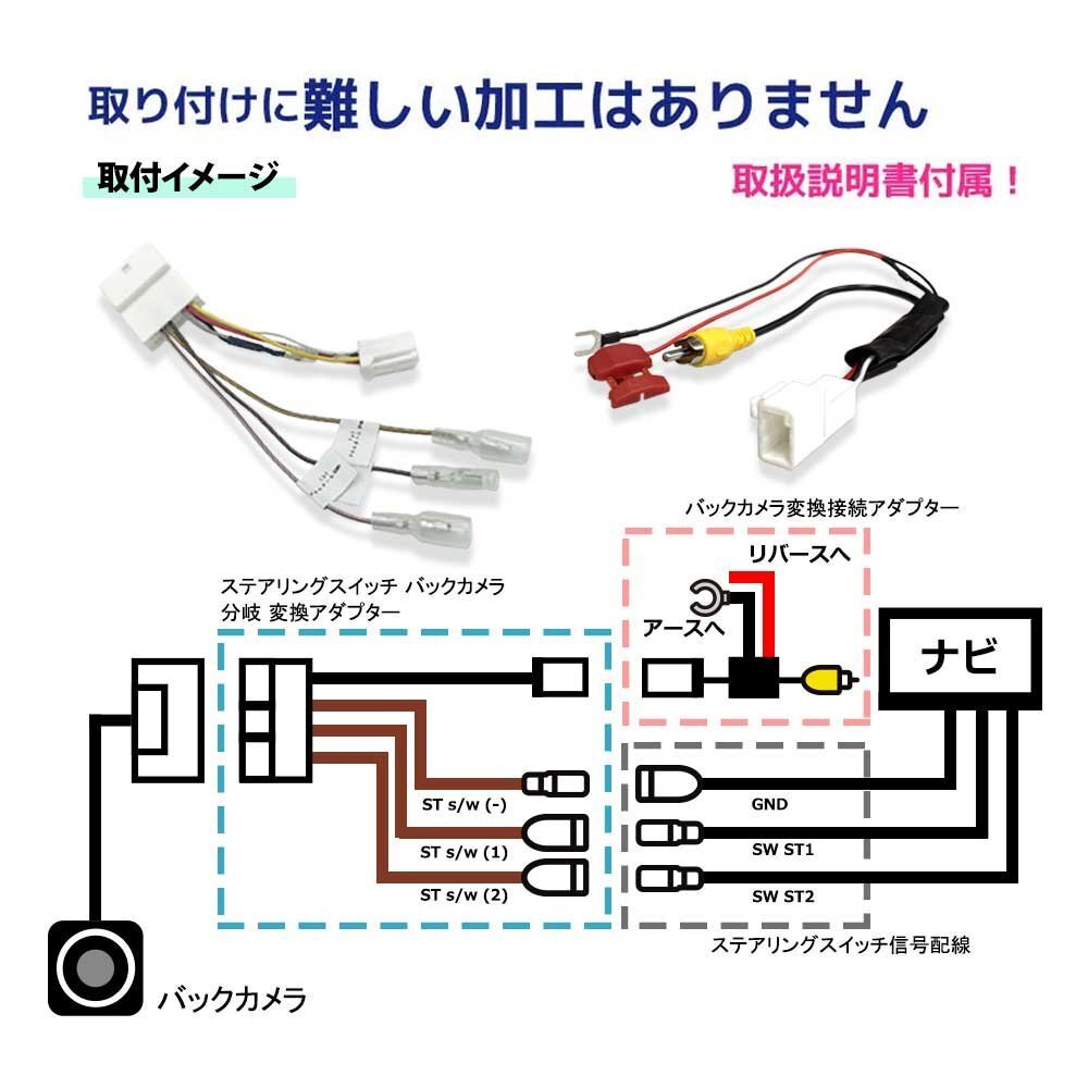 ミラココア H24.4 ～ H26.8 L675S ダイハツ バックカメラ ステアリングスイッチ 分岐 変換 アダプター 20P 4P RCA 入力 市販 社外 ナビ_画像2