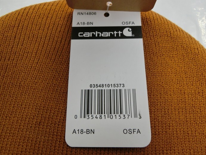 T【ホ4-34】【送料無料】美品：タグ付き/Carhartt カーハート/ニット帽 キャメル/ニットキャップ/メンズ_画像5