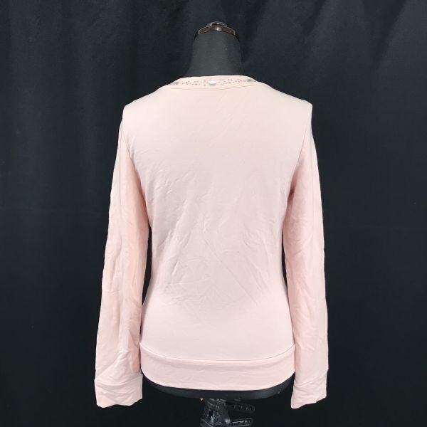 INDIVI★Vネック/ビジュー/長袖カットソー【women’s size -38/M/薄ピンク/light pink】long sleeve/Tops◆BG943_画像2