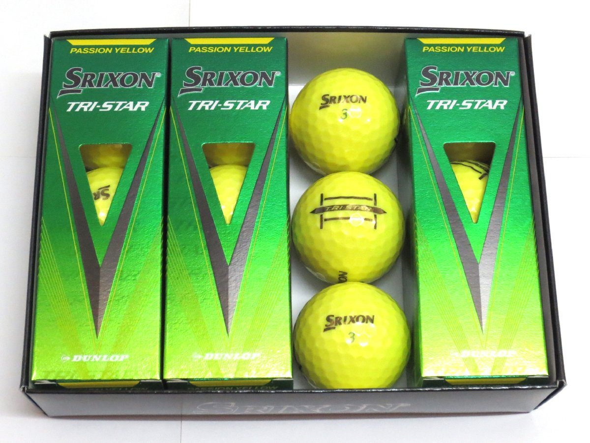 新品★ダンロップ★SRIXON TRI-STAR ボール★スリクソン トライスター★2024★アライメント★パッション イエロー★3箱★36球★3ダース_画像2