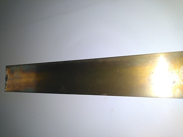 K$S 真鍮平板　厚み0.8×幅50ｍｍ×長さ30ｃｍ　№244_後ろ面酸化？