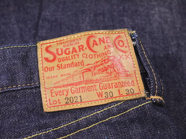 新品 シュガーケーン 14,25oz.スリムテーパードデニム 34 SC42021 sugarcane_各サイズ共通デザイン鹿革製パッチ