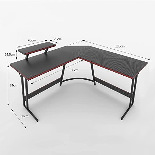 ge-ming desk width 130cm pc desk L character type personal computer corner desk office removal possible monitor pcs attaching large black 