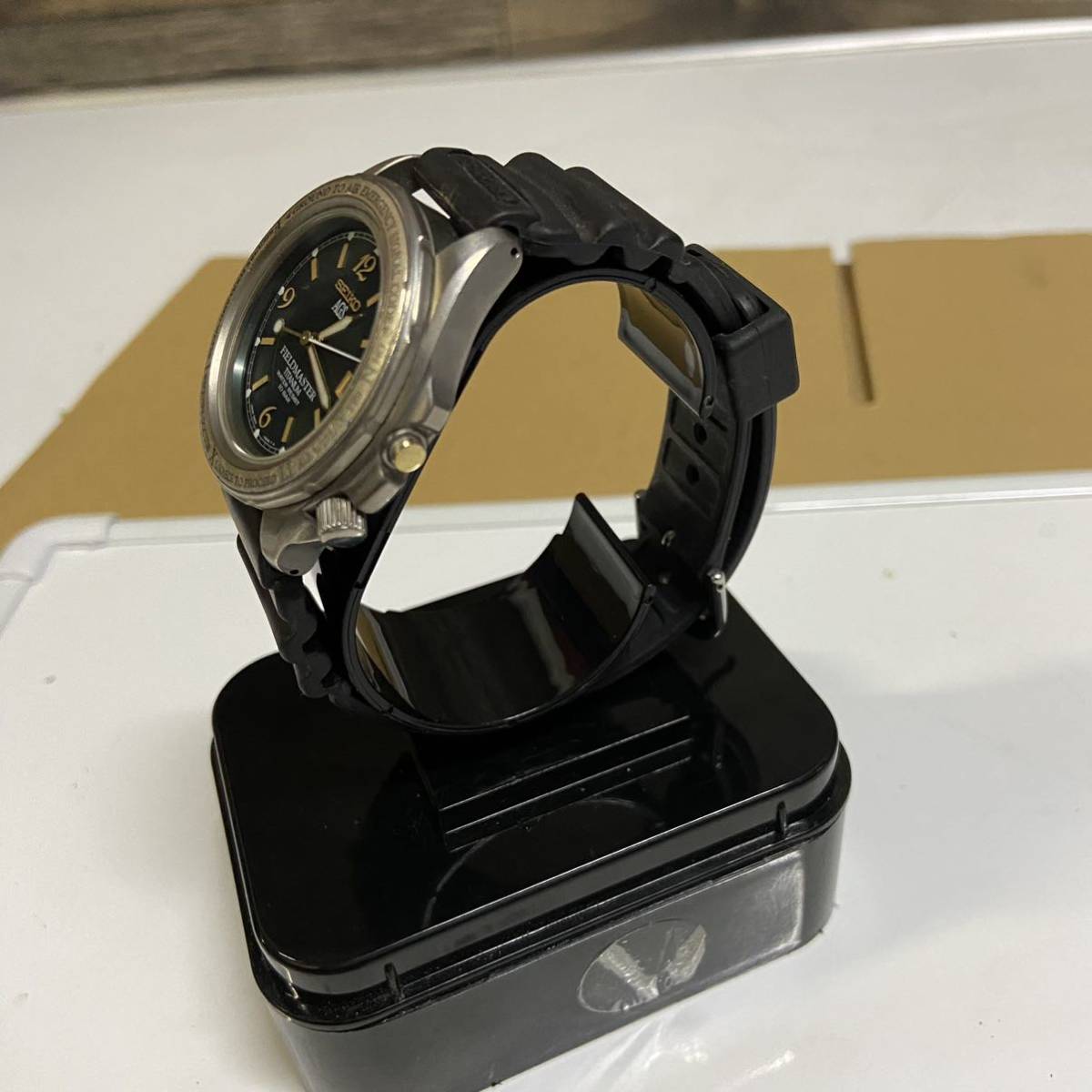 セイコー 自動巻き発電式 腕時計 SEIKO 5M22 6010 AGS フィールドマスター チタン 中古品_画像4