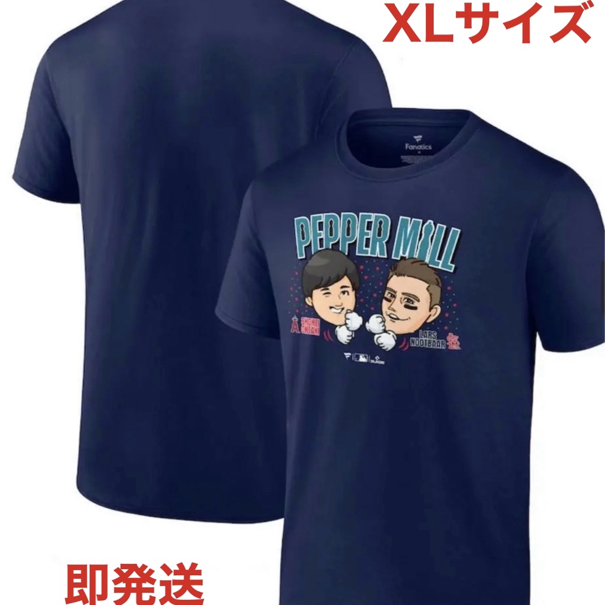 1円〜★アメリカ正規品★WBC 大谷翔平&ヌートバー ペッパーミル 半袖Tシャツ/XL/ネイビー Fanatics メンズ 野球 MLB メジャーリーグ _画像1