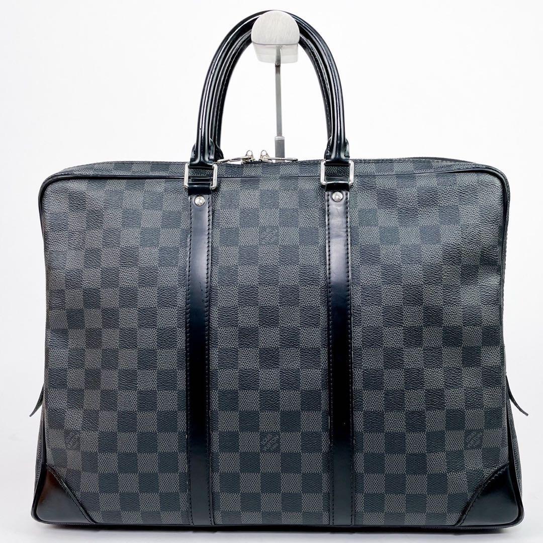 LOUIS VUITTON ダミエ グラフィット ポルトドキュマン N41125 ブリーフケース ビジネスバッグ レザー PVC 黒 メンズ ルイヴィトン 1円_画像3