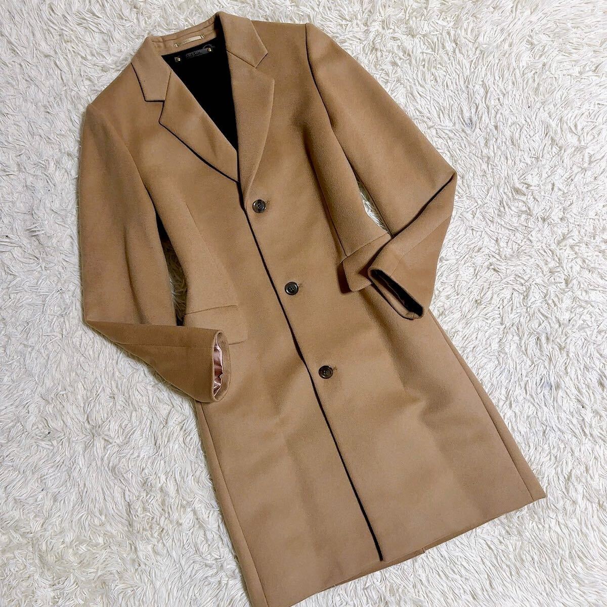 ★極美品★ ポールスミス チェスターコート ビーバーメルトン 16AW BEAVER MELTON SINGLE CHESTER COAT Paul Smith キャメルベージュ M7_画像5