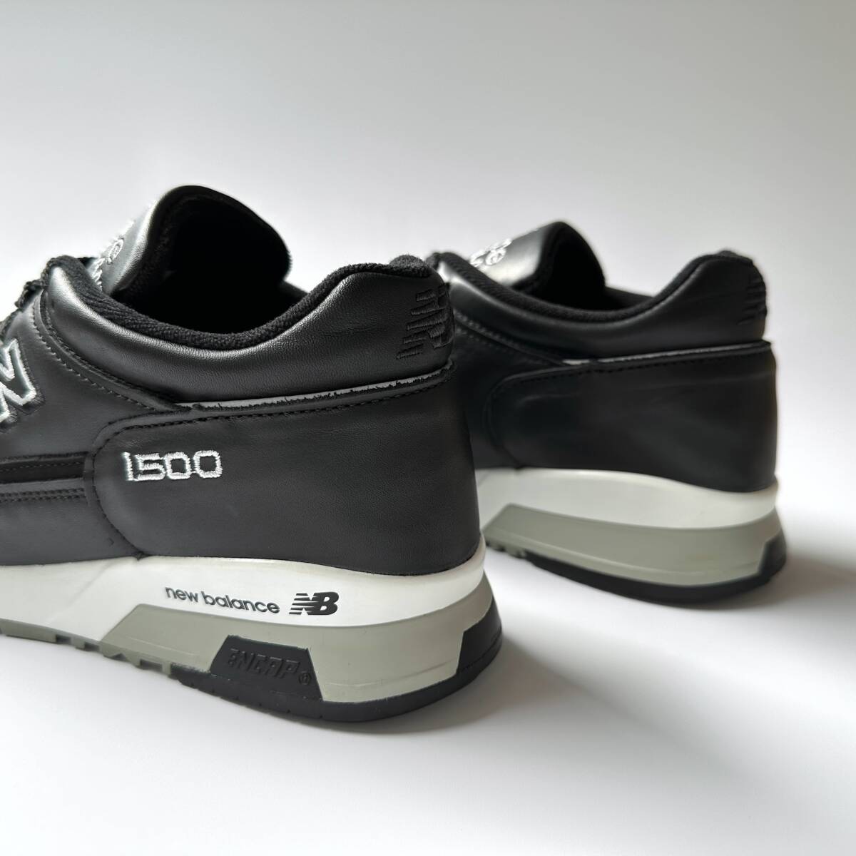 国内正規品 UK製 オールレザー New Balance M1500BK ブラック US7.5 25.5cm 中古 イギリス英国製 限定 NB 黒 スニーカー Made In England_画像6