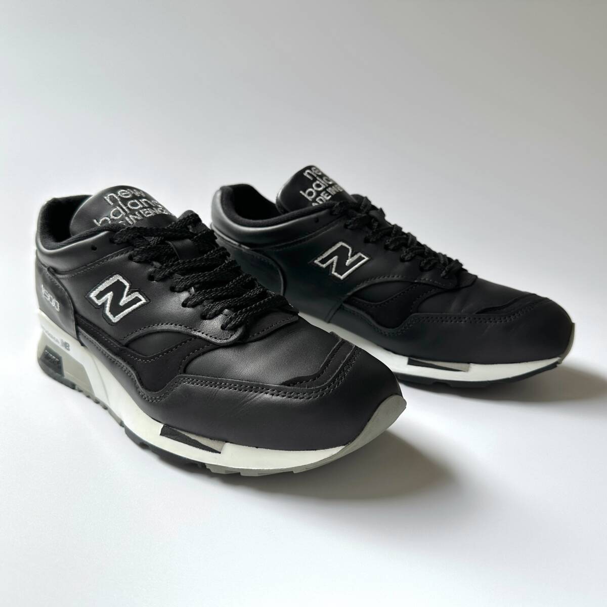 国内正規品 UK製 オールレザー New Balance M1500BK ブラック US7.5 25.5cm 中古 イギリス英国製 限定 NB 黒 スニーカー Made In England_画像2