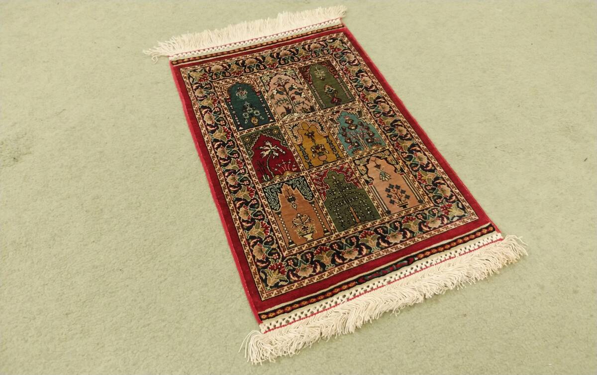 トルコ絨毯 HEREKE ヘレケ シルク 細密手織り196万ノット 26cm×38㎝ ペルシャ絨毯好きな方にもの画像2