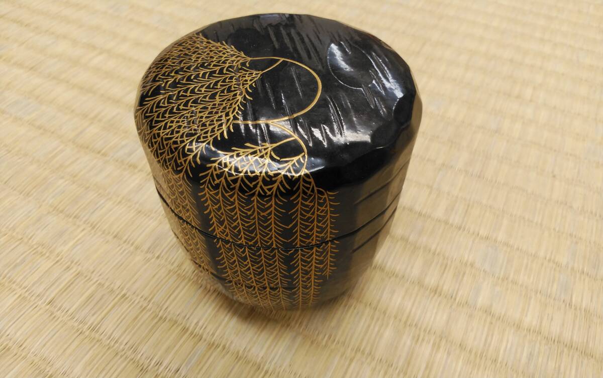 加賀蒔絵師 道場宗廣 共箱 高さ 6.5cm 幅 6.5cm 木製 香合 棗 茶碗 茶道具