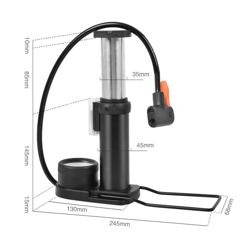 空気入れ 自転車 バイク 仏式 米式 英式 圧力計付き 携帯 旅行 レッド_画像8