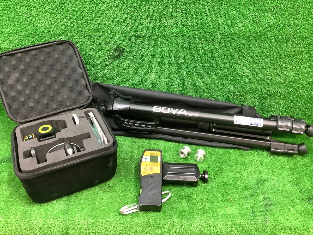 中古 BOYA レーザー墨出し器 グリーンレーザー 受光器+三脚付 T92_画像1