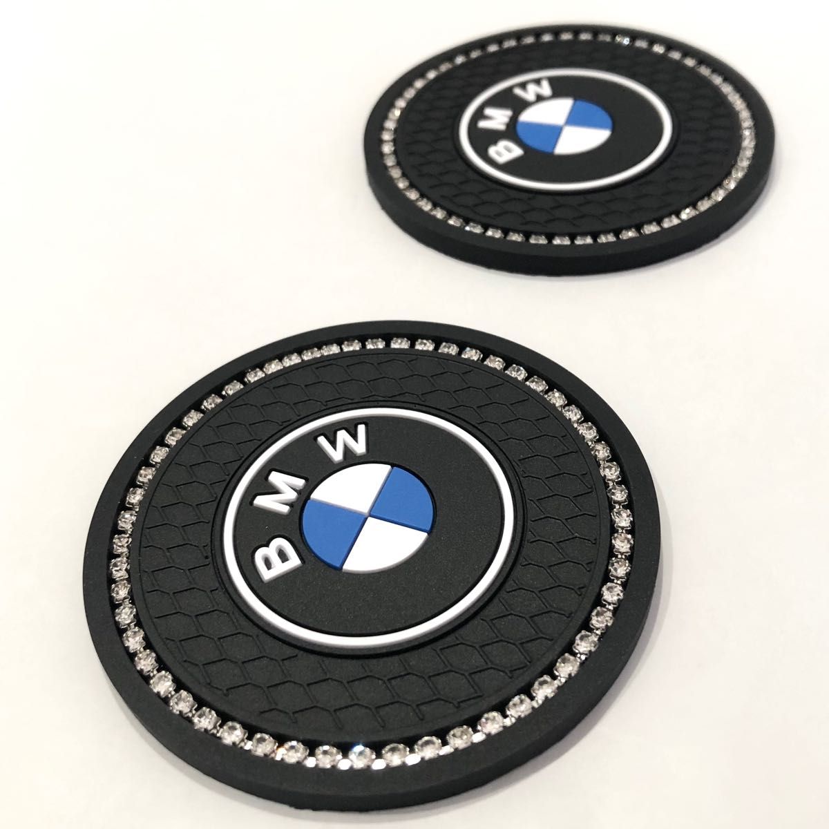 BMW カップコースター ２枚セット シリカゲル製(シリコン) ７０ミリ エンブレム ステッカー ドリンク BMWコースター 