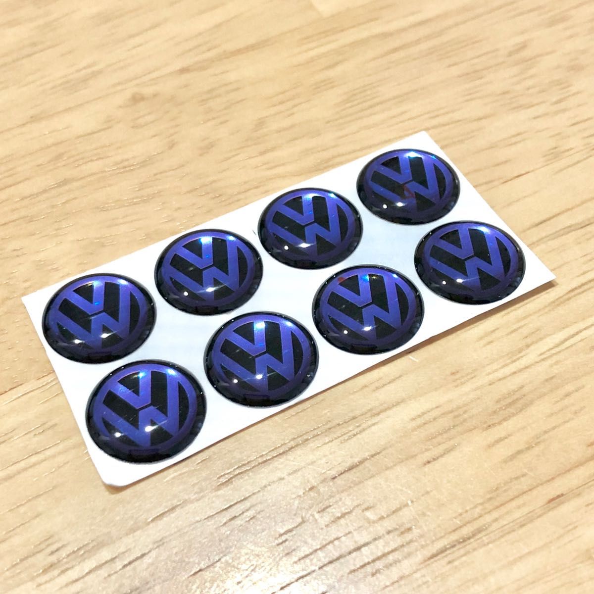 ゴルフ エンブレム 3Dシール ブルー ８個 エポキシ樹脂 フォルクスワーゲン ロゴ 鍵穴隠し ステッカー　ワーゲンエンブレム