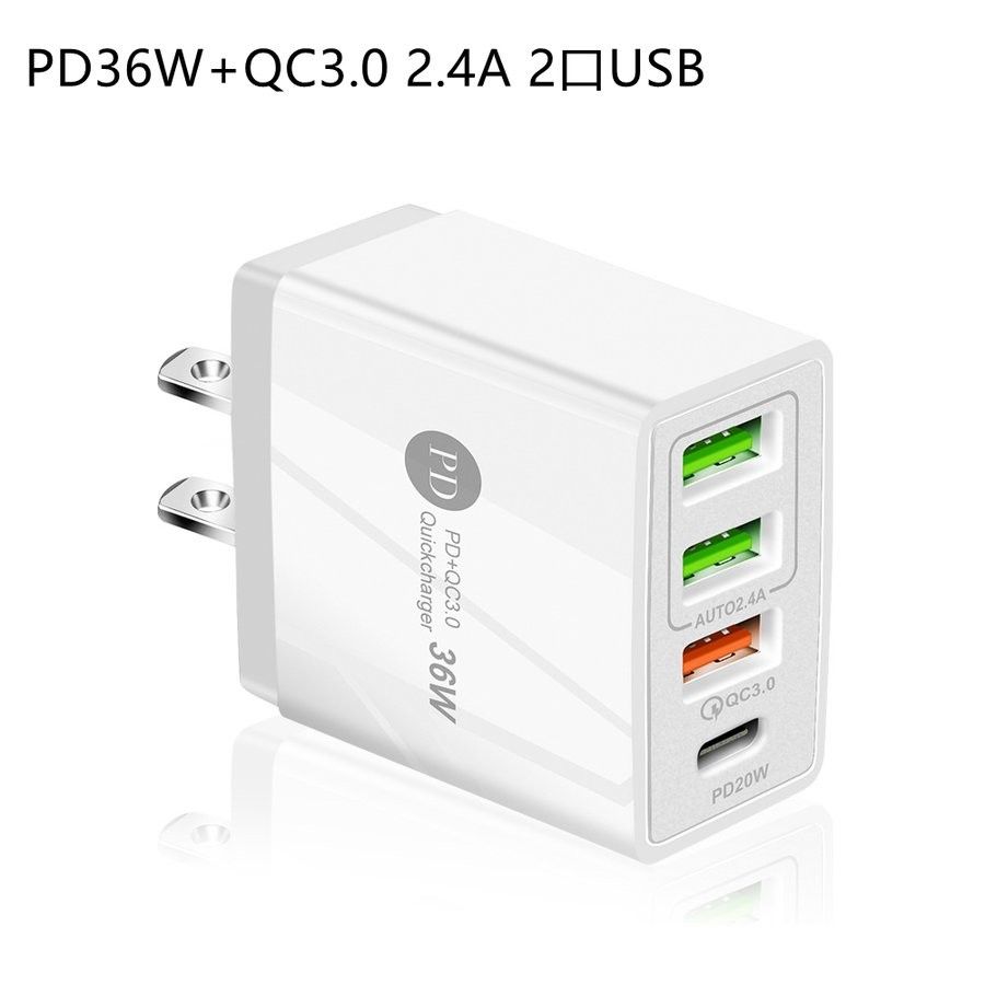 電源アダプタ PD36W+QC3.0 　自動判別2.4A 2口USB充電器 　USB充電器 ACアダプター ポート  急速充電器