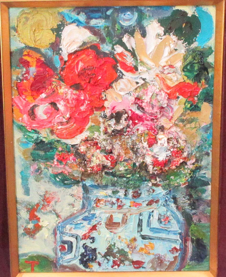 503339 油彩 丸山妙子 作 「花」（F4）画家・静物画・光陽会常任委員_画像2