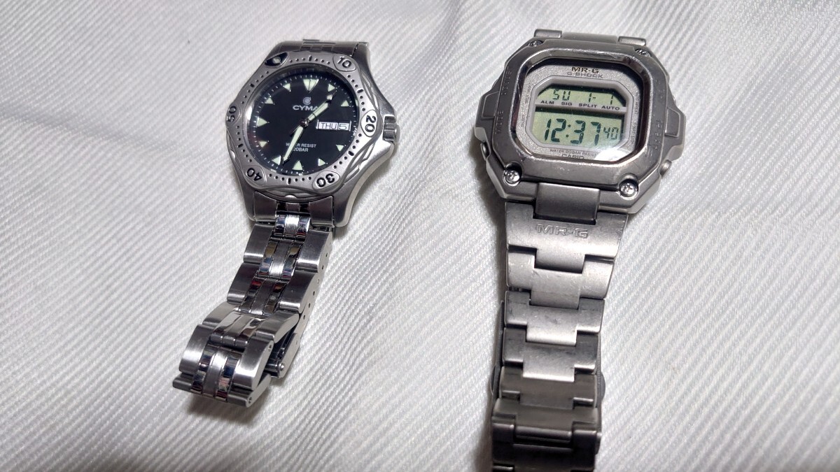 CASIO カシオ G-SHOCK MR-G110T チタニウム CYMA スイス製 クォーツ時計 セット 中古良品 送料無料_画像1