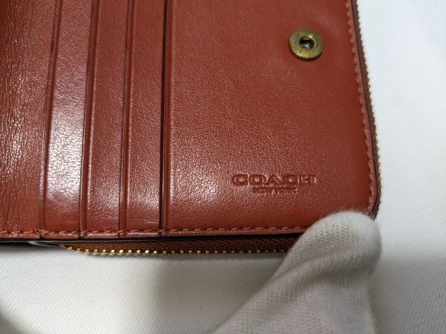 ■コーチ ２つ折り財布 レザー 茶 シグネチャー柄 COACH■_画像5