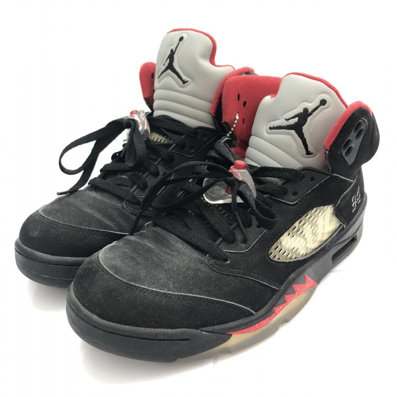 【中古】Supreme×NIKE AIR JORDAN 5 Retro Black サイズ27.5cm 824371-001 シュプリーム ナイキ エアジョーダン[240091349157]_画像1