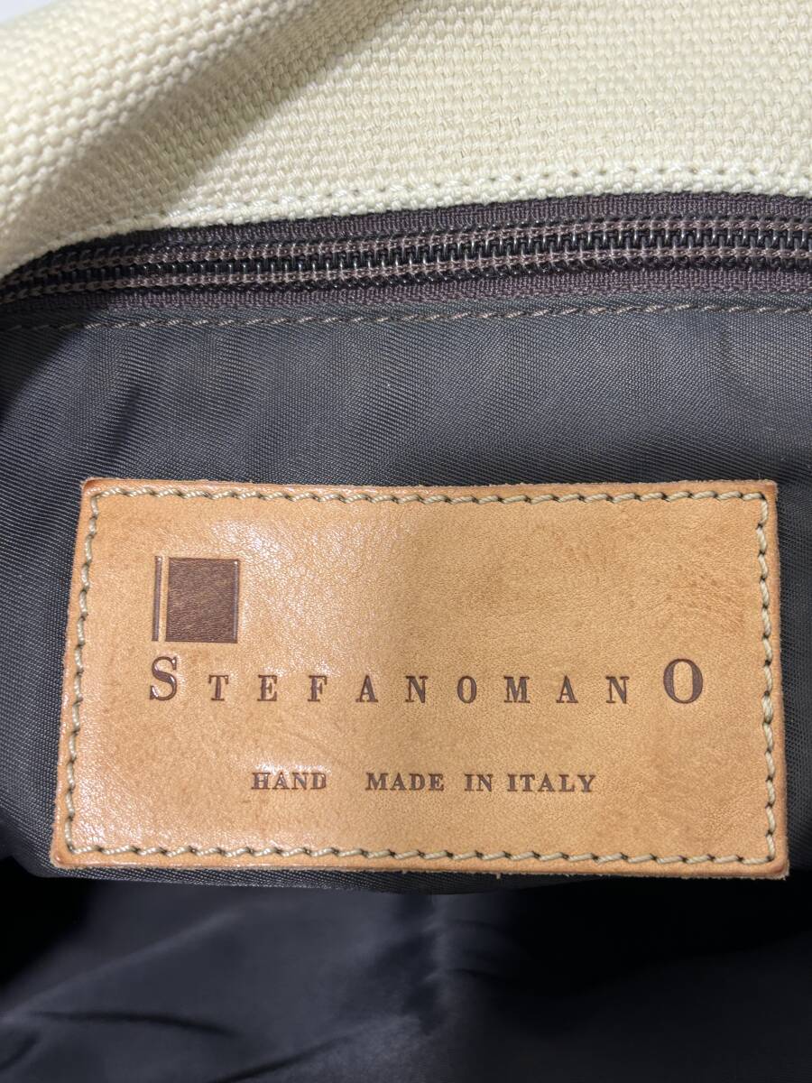 【STEFANOMANO】ステファノマーノ イタリア製 キャンバス 帆布 レザー コンビ ショルダーバッグ 斜め掛け かばん 茶 ベージュ ブラウンの画像10