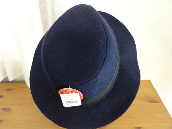 S ヒデトレーディング S メンズ・紳士　紺色帽子　フェドラハット サイズ６１cm〜　中折れハット　キャップ　帽子　タグ付_画像5