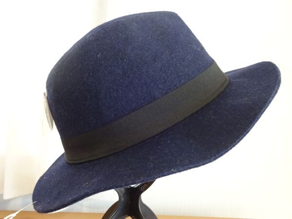 S ヒデトレーディング S メンズ・紳士　紺色帽子　フェドラハット サイズ６１cm〜　中折れハット　キャップ　帽子　タグ付_画像4
