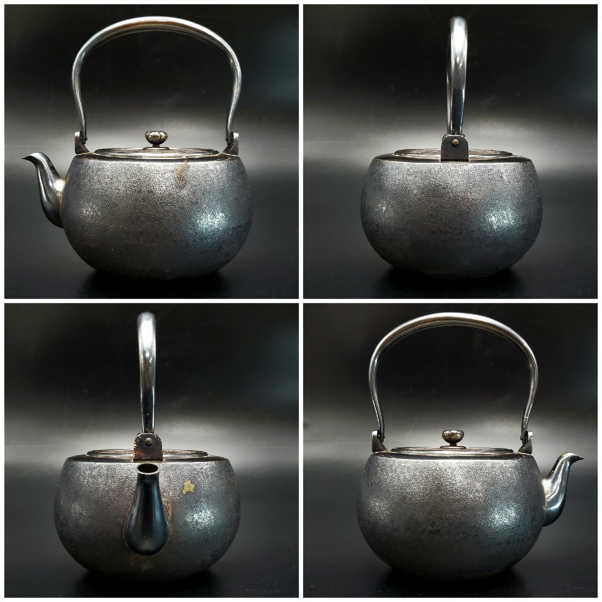 宝蔵】純銀製 銀瓶 湯沸 471.9g 煎茶道具 茶器 やかん 水注 花 宝蔵】純銀製 銀瓶 湯沸 471.9g 煎茶道具 茶器 やかん 水注 花