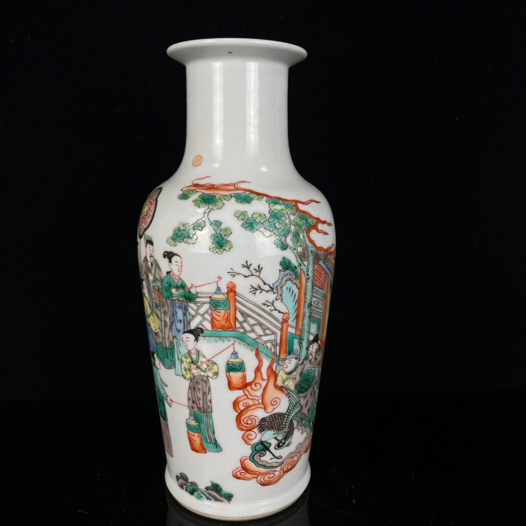 ◆古寳堂◆清 康熙年製款 粉彩 人物紋 花瓶 古陶瓷品 極細工 古置物 古擺件 中国古美術 時代物 古董品_画像2